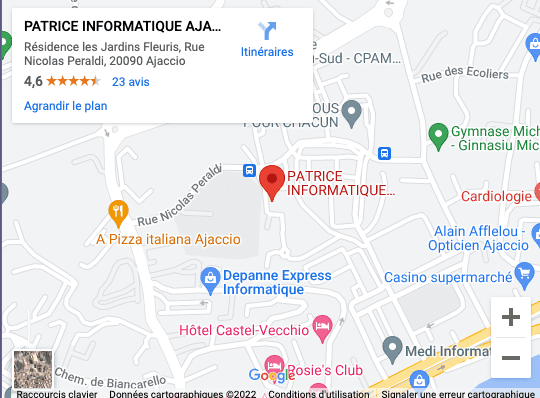 screenshot google map patrice informatique ajaccio